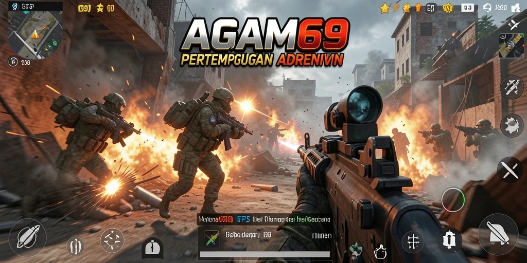 Screenshot utama AGAM69 menampilkan aksi seru dalam pertempuran FPS.