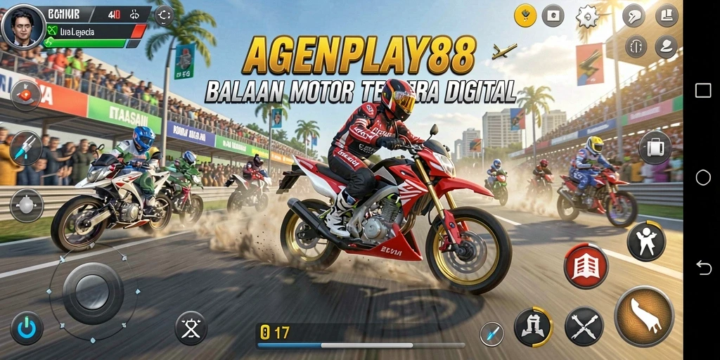 Gameplay balapan motor yang seru dan menegangkan.
