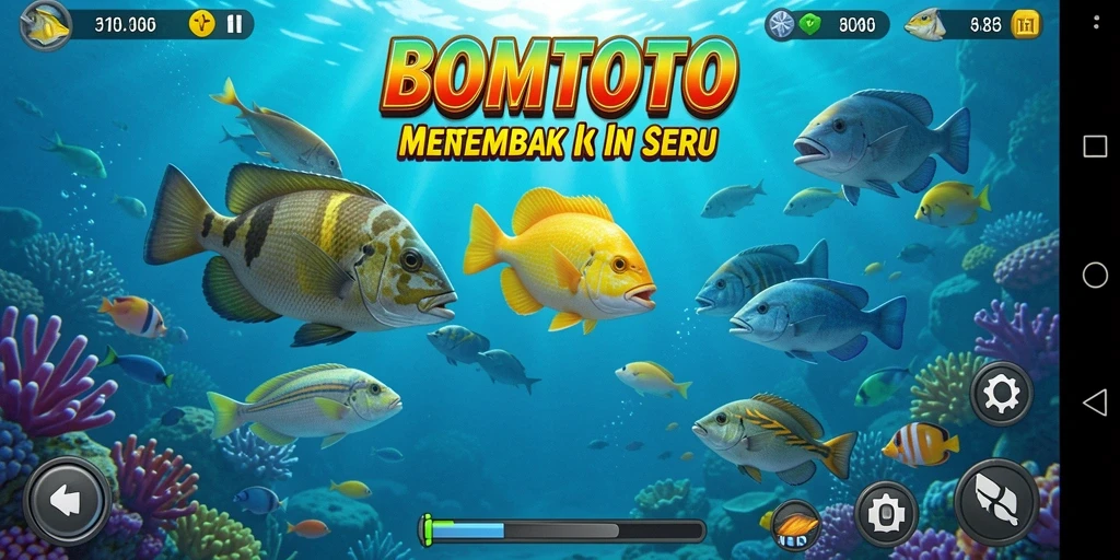 Gameplay seru di BOMTOTO saat menangkap ikan.