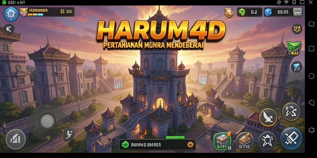 Screenshot gameplay menampilkan aksi menara pertahanan dalam HARUM4D.