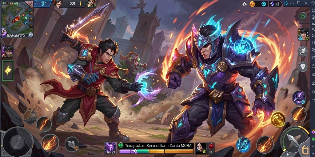 Tampilan gameplay seru dari permainan MOBA IDAMANTOTO.