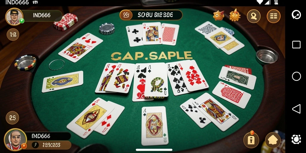 Menampilkan gameplay seru Gaple dengan antarmuka yang menarik.