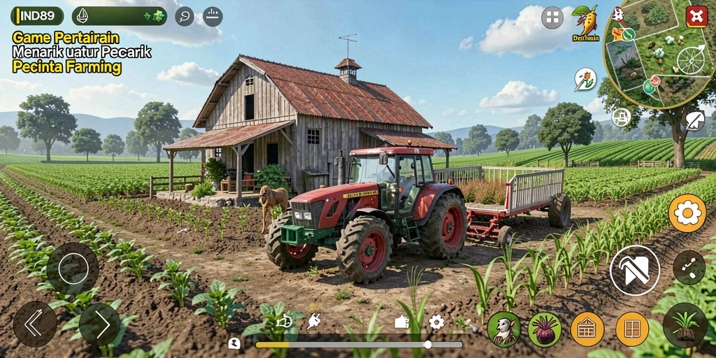 Screenshot gameplay IND89 yang menampilkan aktivitas pertanian yang seru.