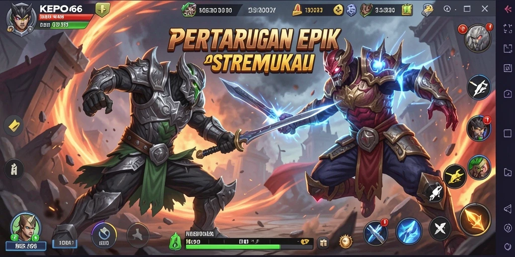 Screenshot KEPO66 menampilkan pertarungan duel yang intens dan aksi yang seru.
