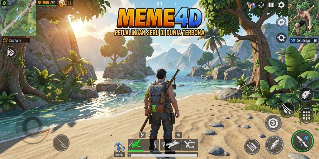 Tangkapan layar utama dari gameplay MEME4D yang memikat di dunia terbuka.