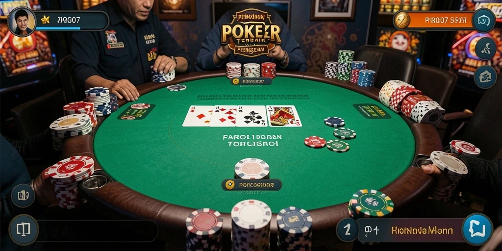 Screenshot gameplay PRG007 yang menunjukkan aksi Poker seru.