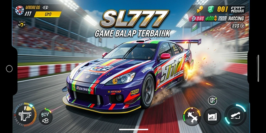 Tangkapan layar SL777 menampilkan aksi balapan yang mendebarkan.