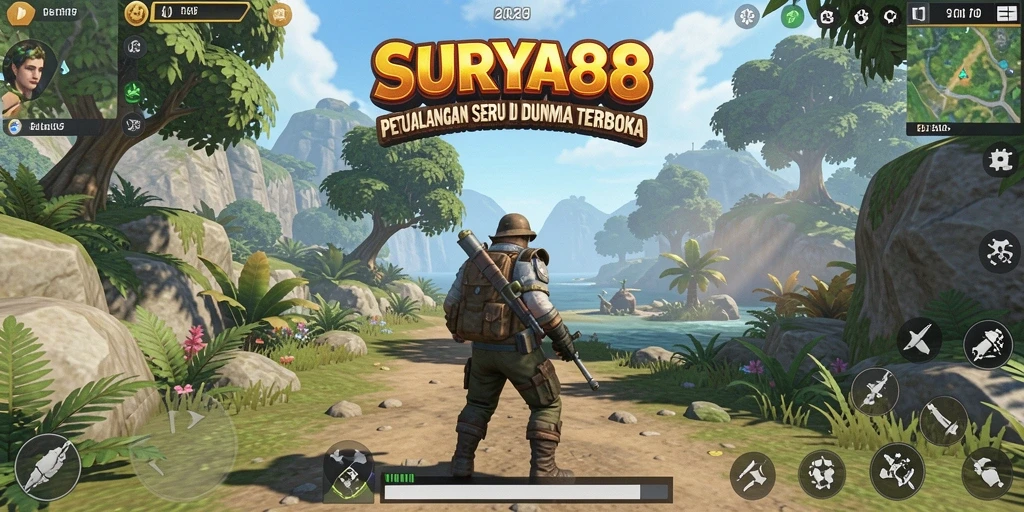Screenshot gameplay Open World SURYA88 yang menampilkan eksplorasi luas.