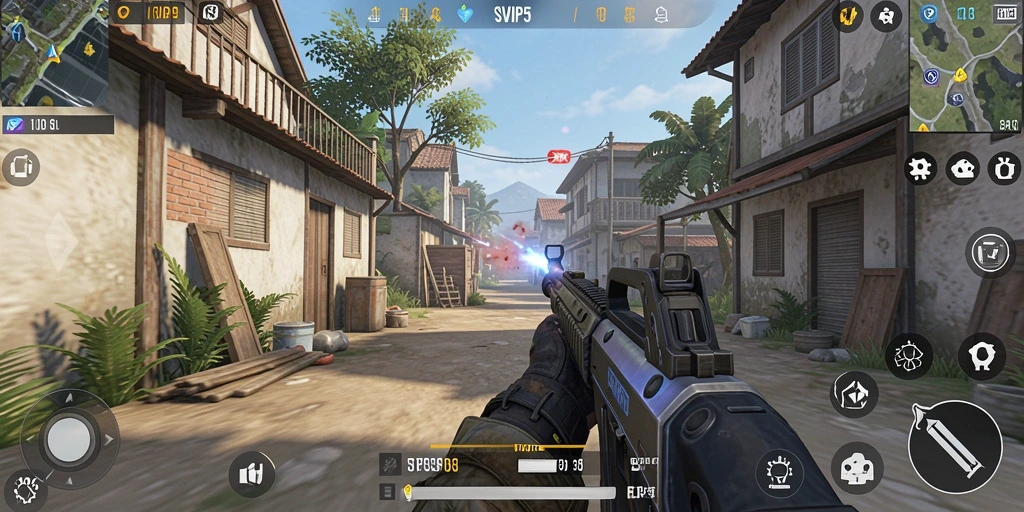Tampilan seru gameplay SVIP5 dengan aksi tembak-menembak.