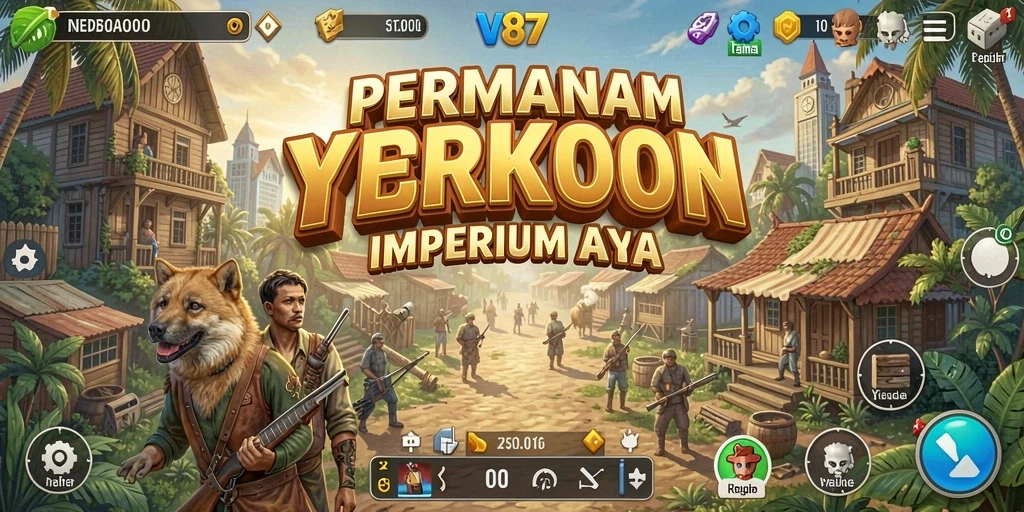 Tampilan gameplay V87 yang menampilkan aktivitas manajemen Tycoon.